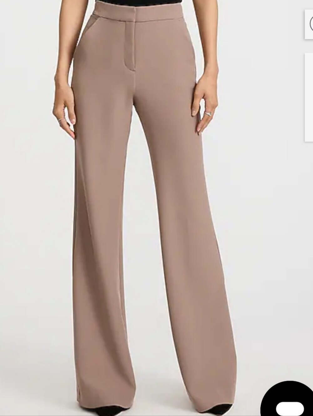 @Wide-Leg High-Rise Pants in Taupe